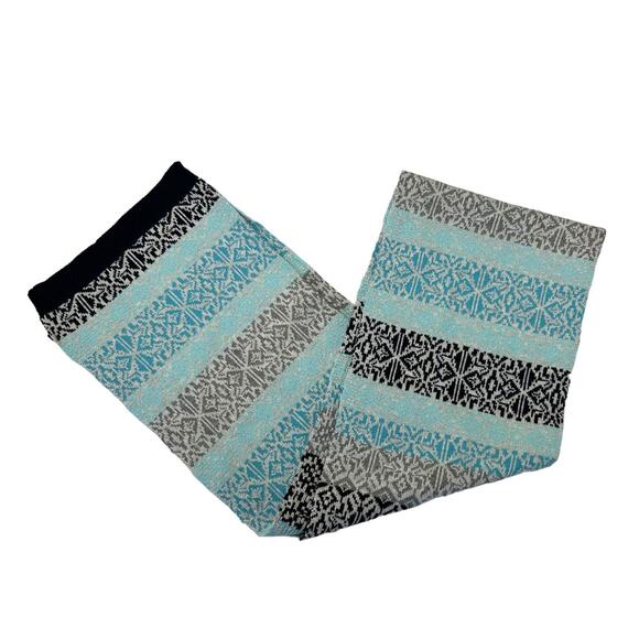 Talbots Womens Blue Gray Print Nylon Lambswool Blend Scarf - Picture 1 of 4